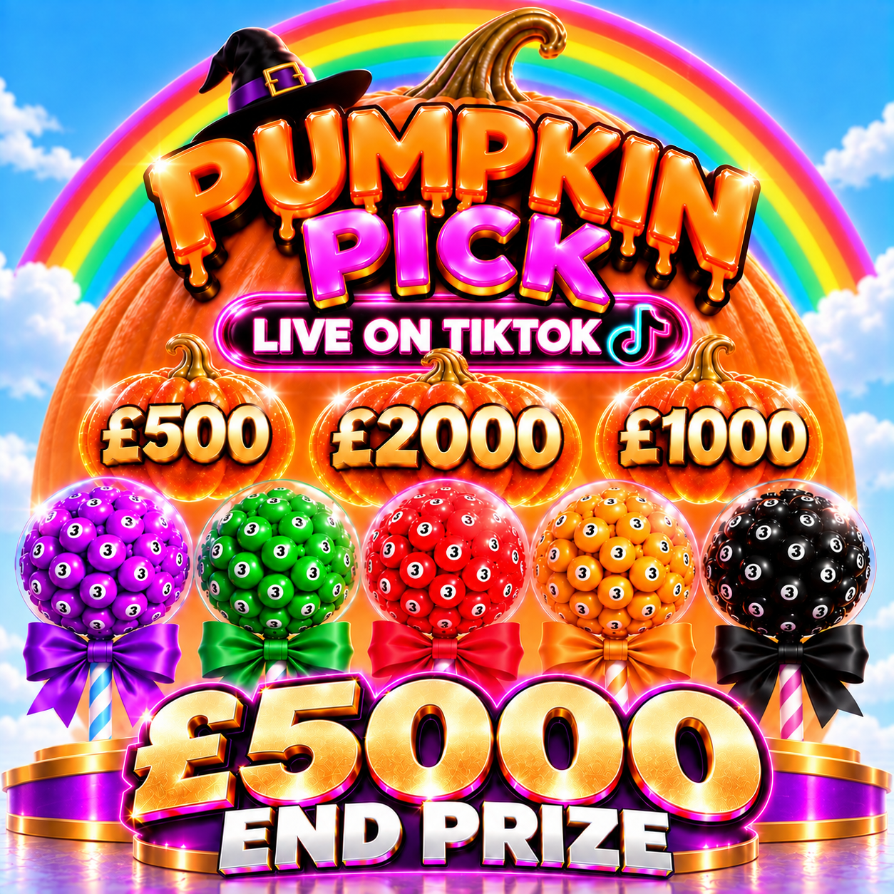 [LIVE 8PM] Pumpkin Pick Win £2000 + £5000 end prize